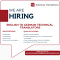 We are looking for IT & Engineering Translators (English - German)