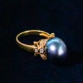 Captured Exotic Tahitian Black Pearl Gold Ring